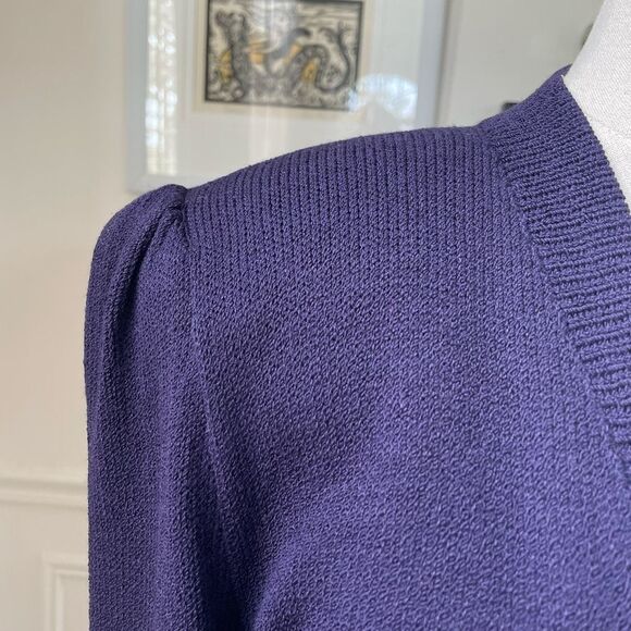 Vintage 80s St. John Santana Knit Purple 2pc Skirt Suit S 8 - Picture 6 of 11